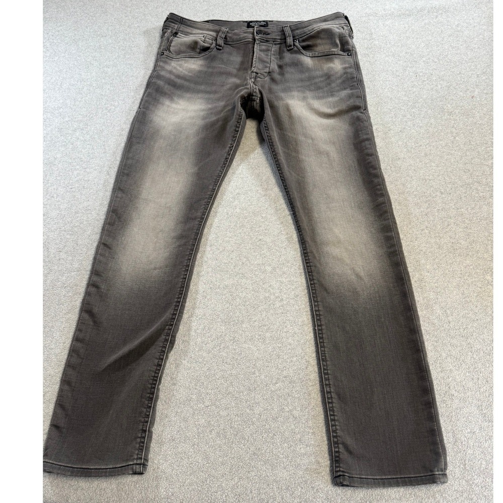 Jack & Jones Slim Jeans 34x32 Women Grey Good Faded‎ Washed Denim Slim Fit